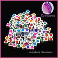 7mm cube white with colorful heart acrylic beads